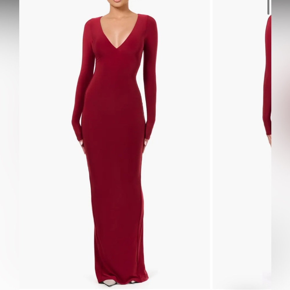 Naked wardrobe dark red maxi dress.